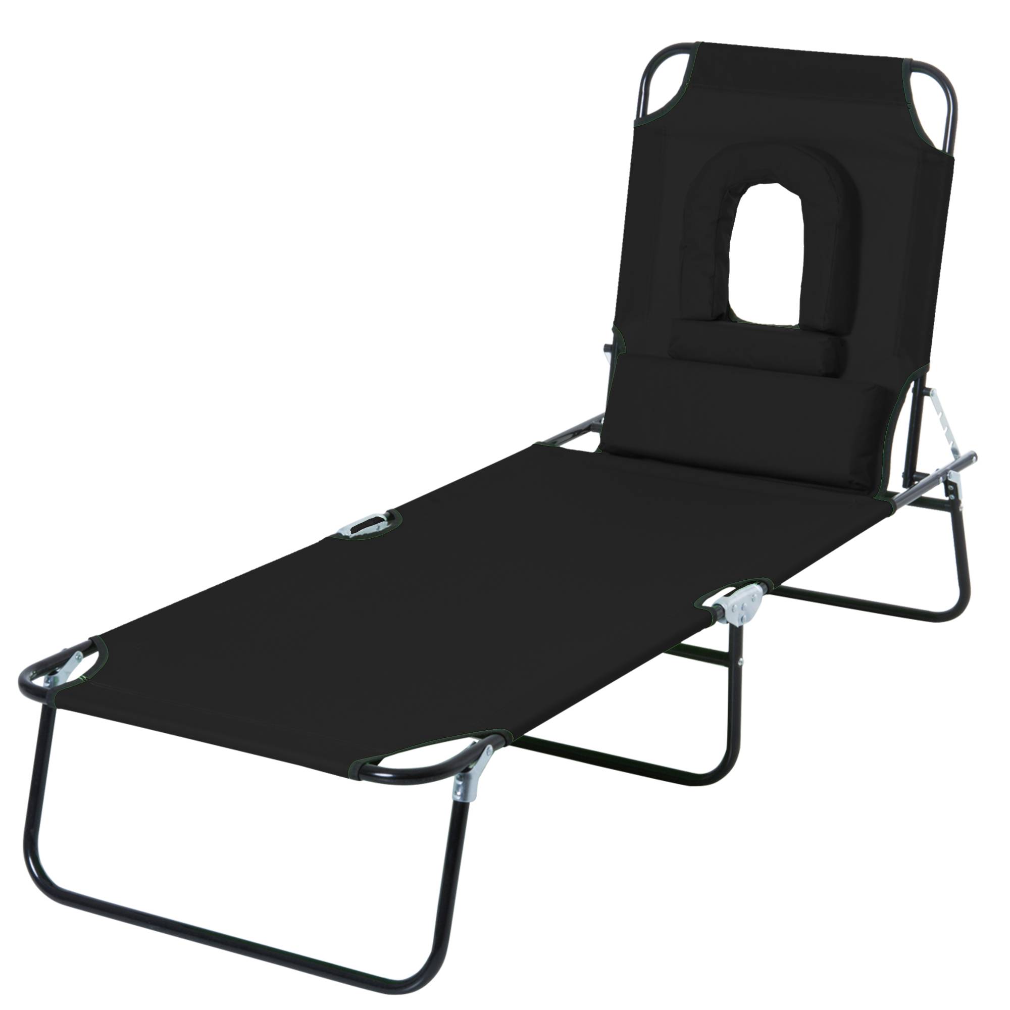 Chaise longue pliante ouverture visage coussins acier tissu Oxford, transat massage trou visage Oxford - Image 2