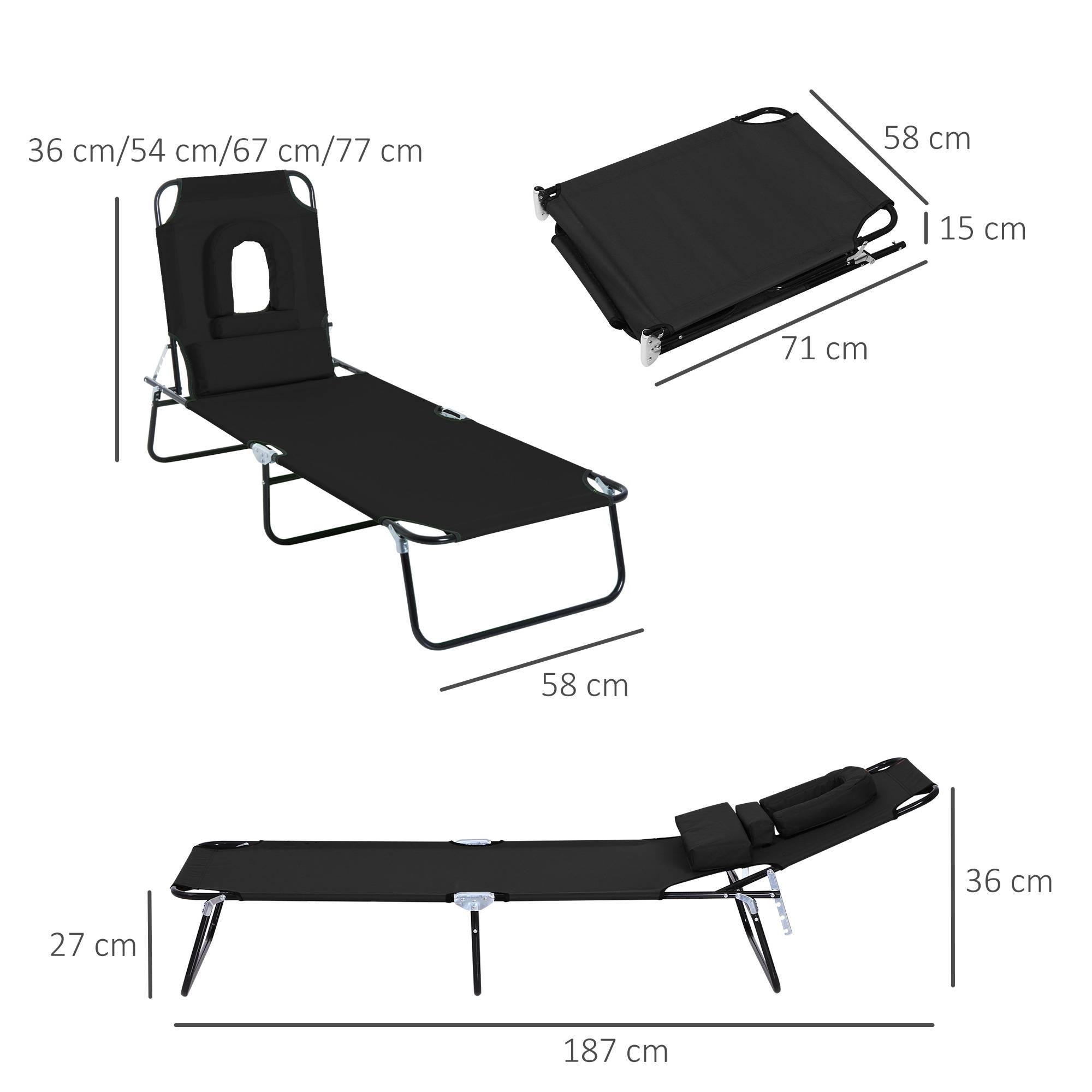 Chaise longue pliante ouverture visage coussins acier tissu Oxford, transat massage trou visage Oxford - Image 5