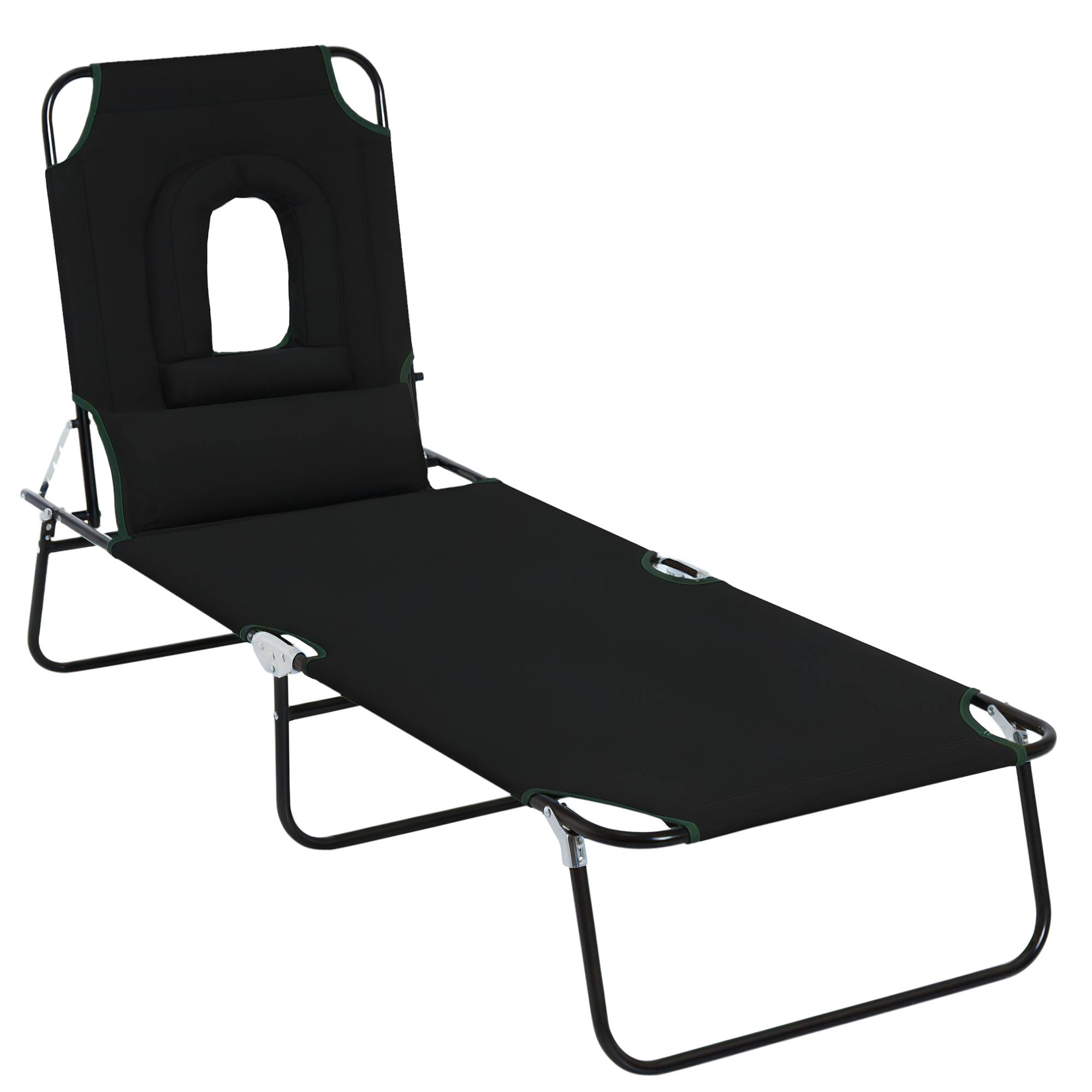 Chaise longue pliante ouverture visage coussins acier tissu Oxford, transat massage trou visage Oxford - Image 1