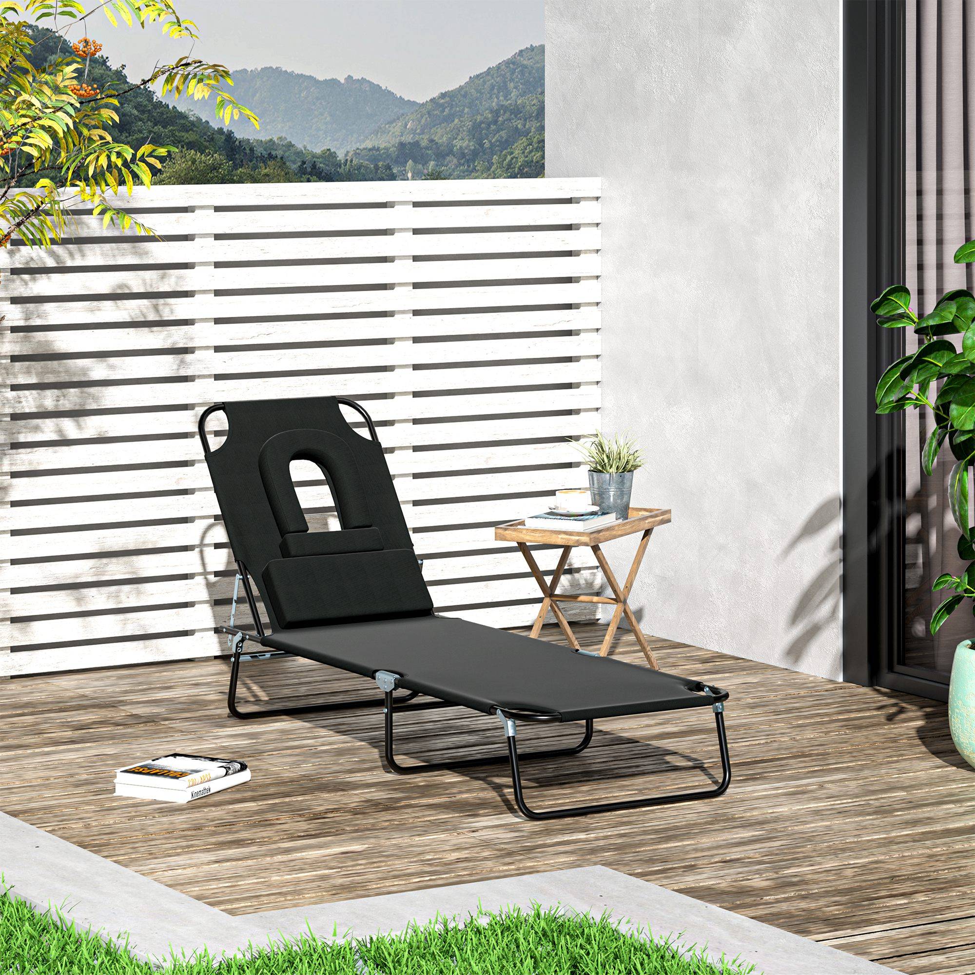 Chaise longue pliante ouverture visage coussins acier tissu Oxford, transat massage trou visage Oxford - Image 3