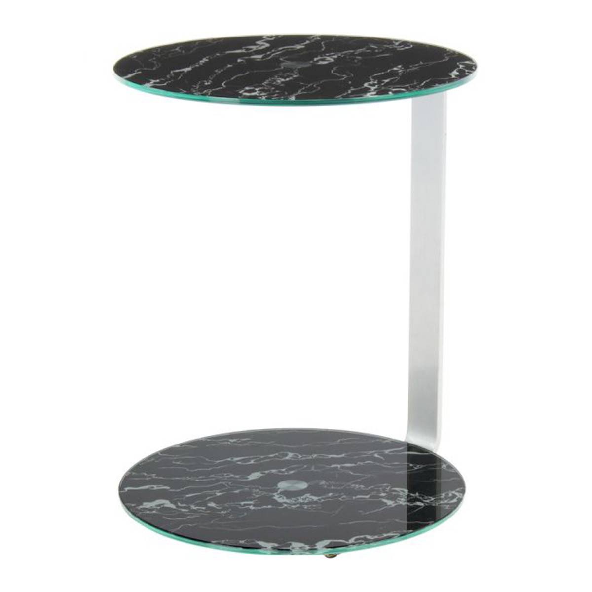 Table d'Appoint Design "Quentin" 53cm Argent & Noir - Image 1