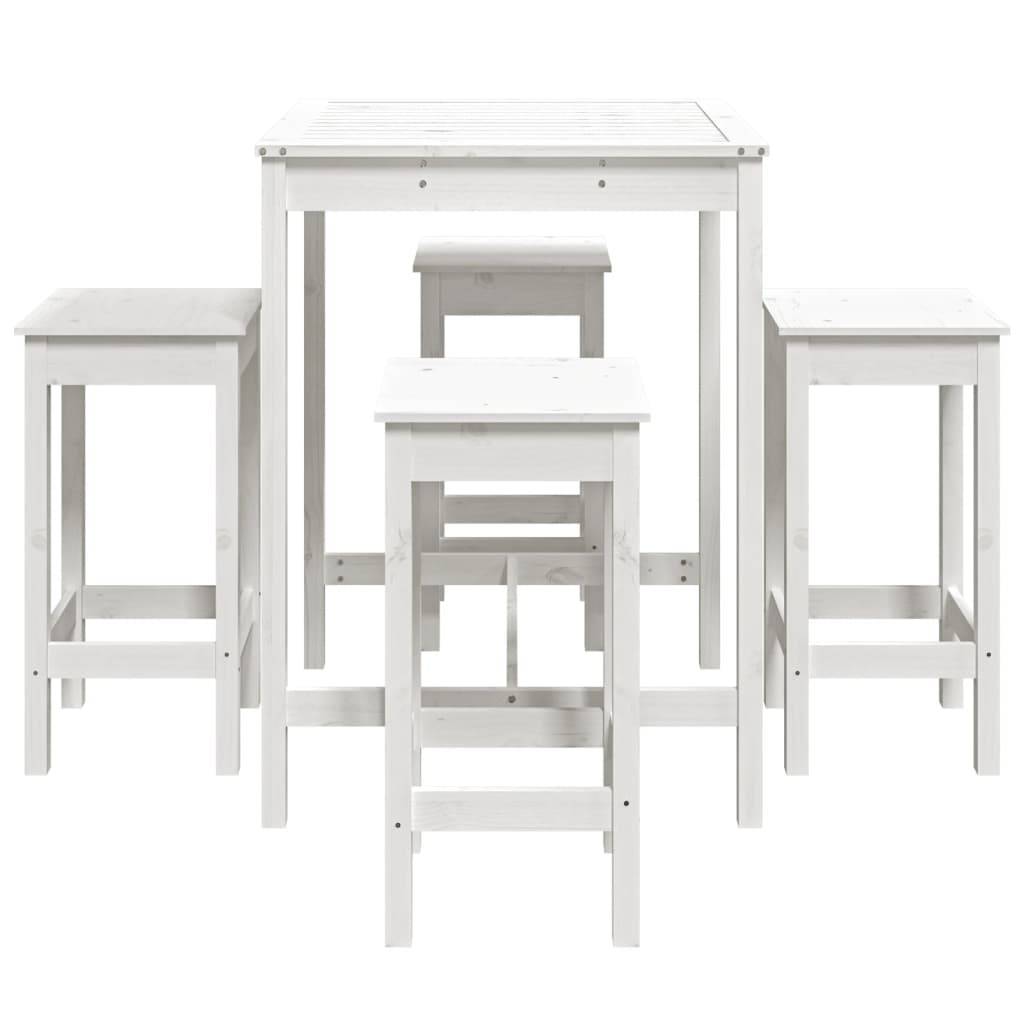 Helloshop26 - Ensemble de bar de jardin 5 pièces blanc bois massif de pin - Image 3