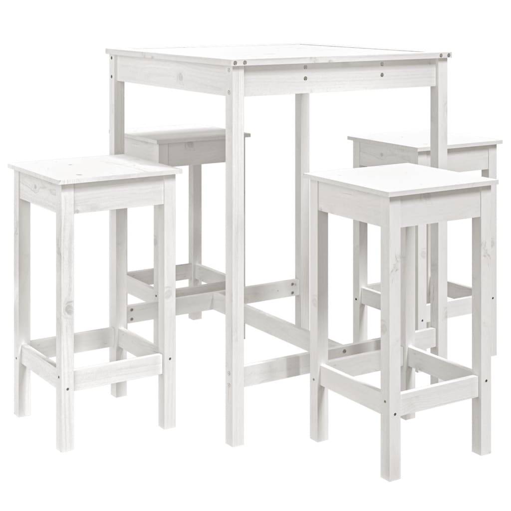 Helloshop26 - Ensemble de bar de jardin 5 pièces blanc bois massif de pin - Image 1