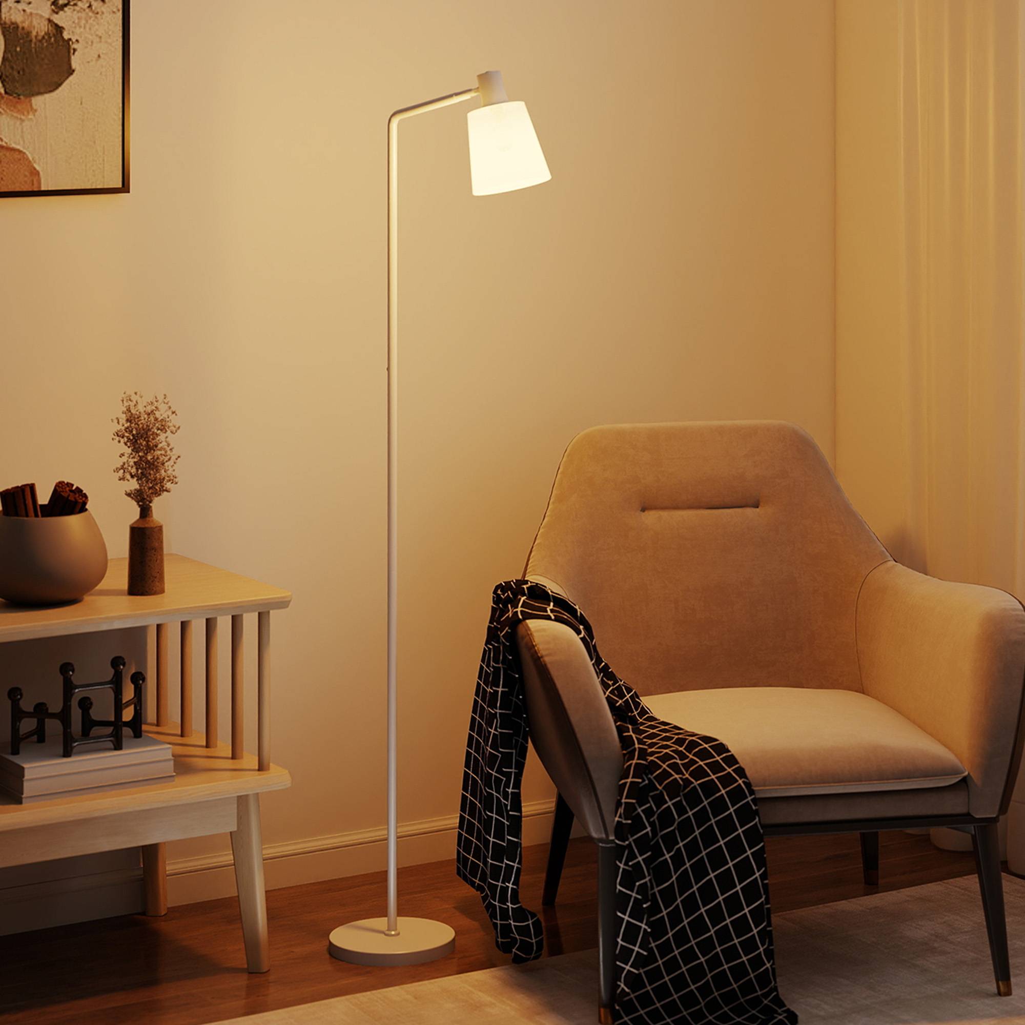 Lampadaire LED intensité modulable 3000K–6500K abat-jour orientable douille E27 blanche - Image 4