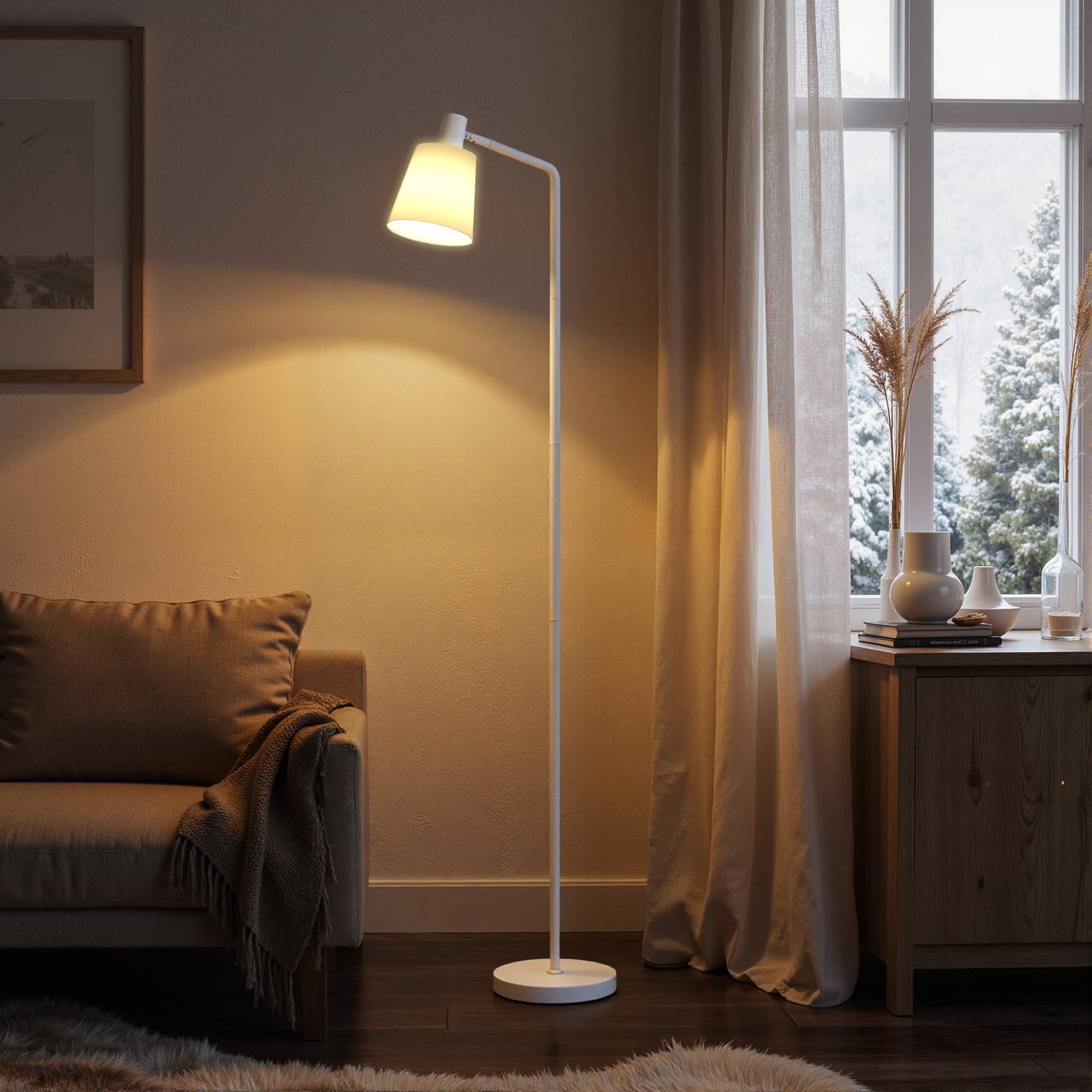 Lampadaire LED intensité modulable 3000K–6500K abat-jour orientable douille E27 blanche - Image 10