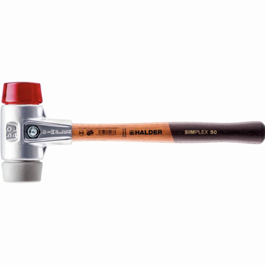 Maillet HALDER SIMPLEX TPE moyen / plastique avec boîtier en aluminium et manche en bois - D=50 mm - 3136.050