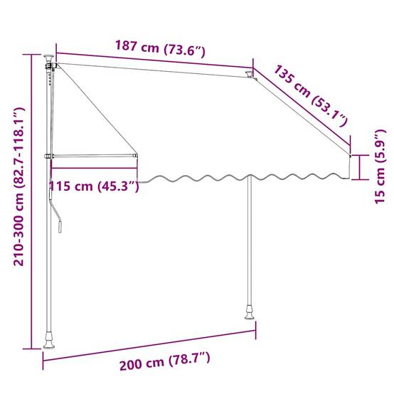 Store Banne de Terrasse Manuel avec Éclairage LED Solaire Protection Anti-UV Toile Polyester Crème 200 cm – ComfortXL Outdoor Living - Image 8
