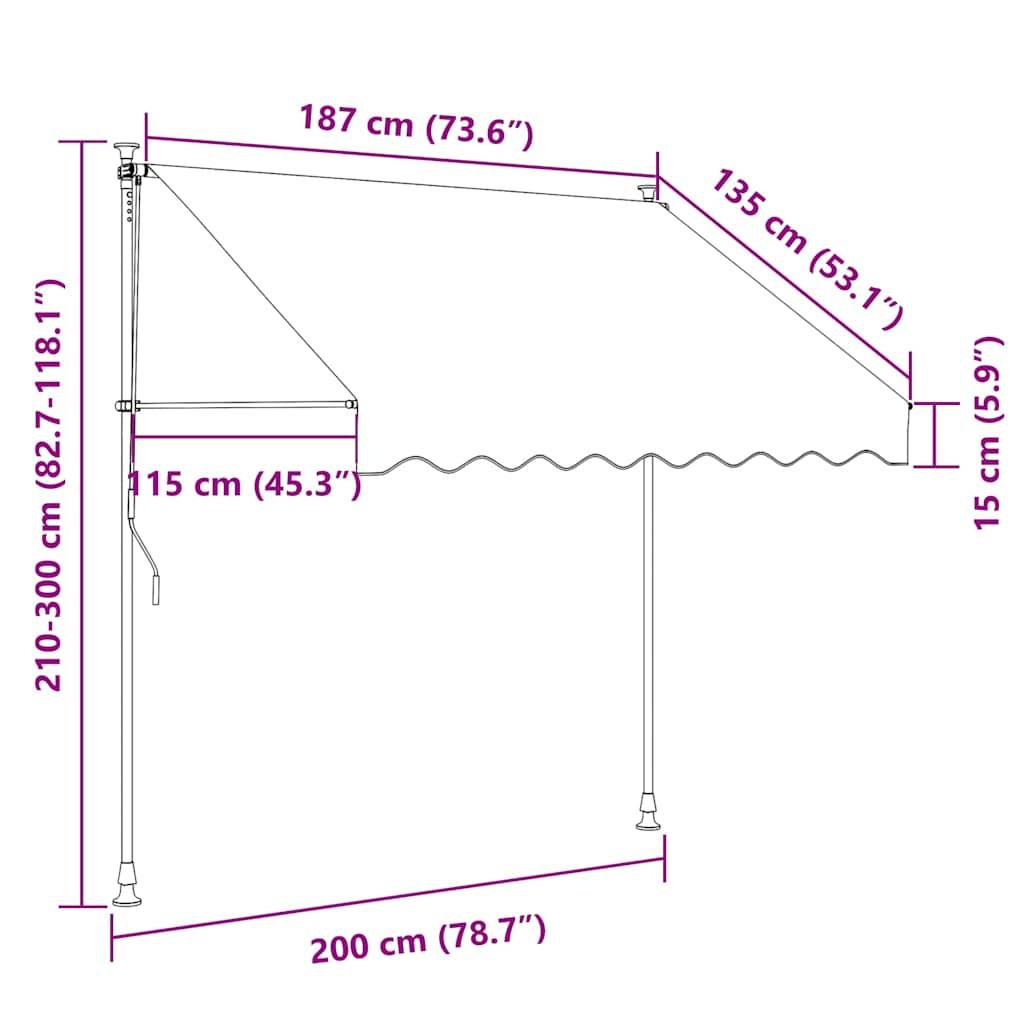 Store Banne de Terrasse Manuel avec Éclairage LED Solaire Protection Anti-UV Toile Polyester Crème 200 cm – ComfortXL Outdoor Living - Image 8