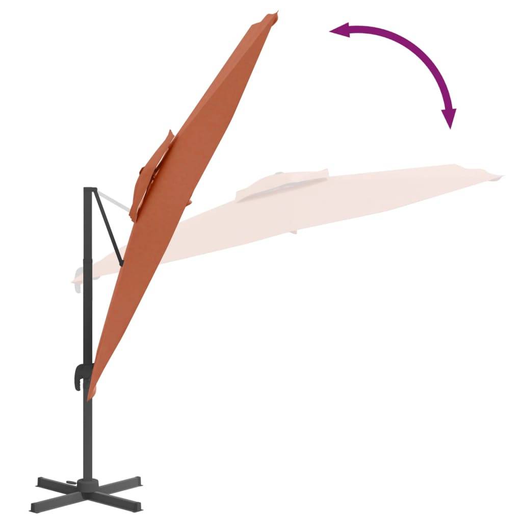 Helloshop26 - Parasol meuble de jardin cantilever à double toit 300 x 300 cm orange - Image 5