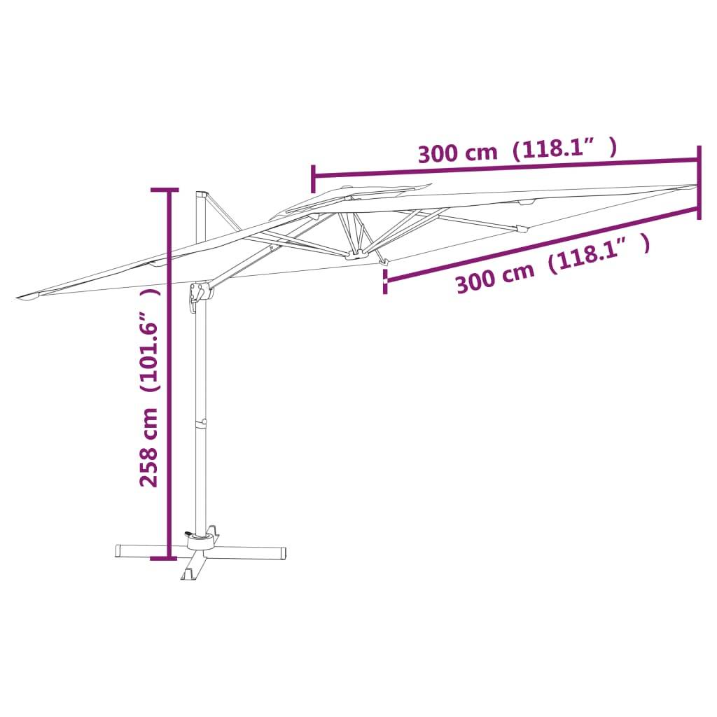 Helloshop26 - Parasol meuble de jardin cantilever à double toit 300 x 300 cm orange - Image 7