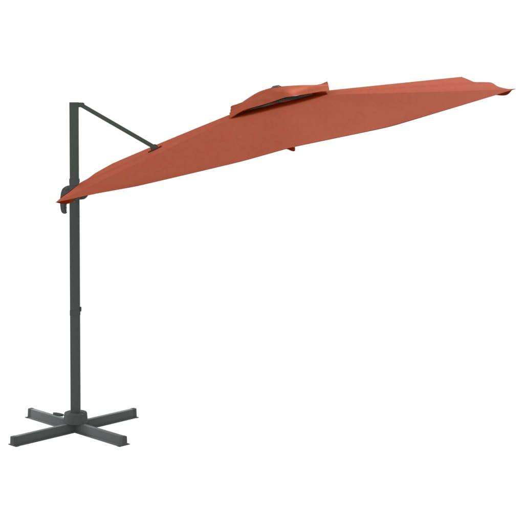 Helloshop26 - Parasol meuble de jardin cantilever à double toit 300 x 300 cm orange - Image 2