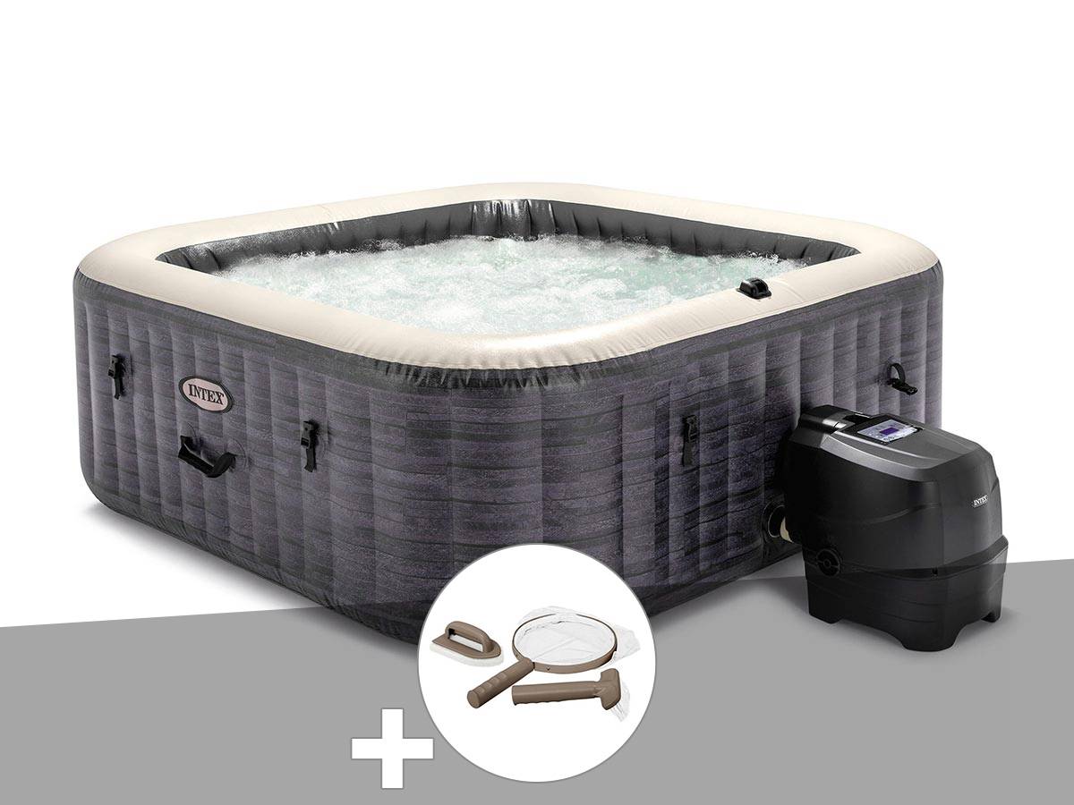 Kit spa gonflable Intex PureSpa Ardoise carré Bulles 6 places + Kit d'entretien - Image 1