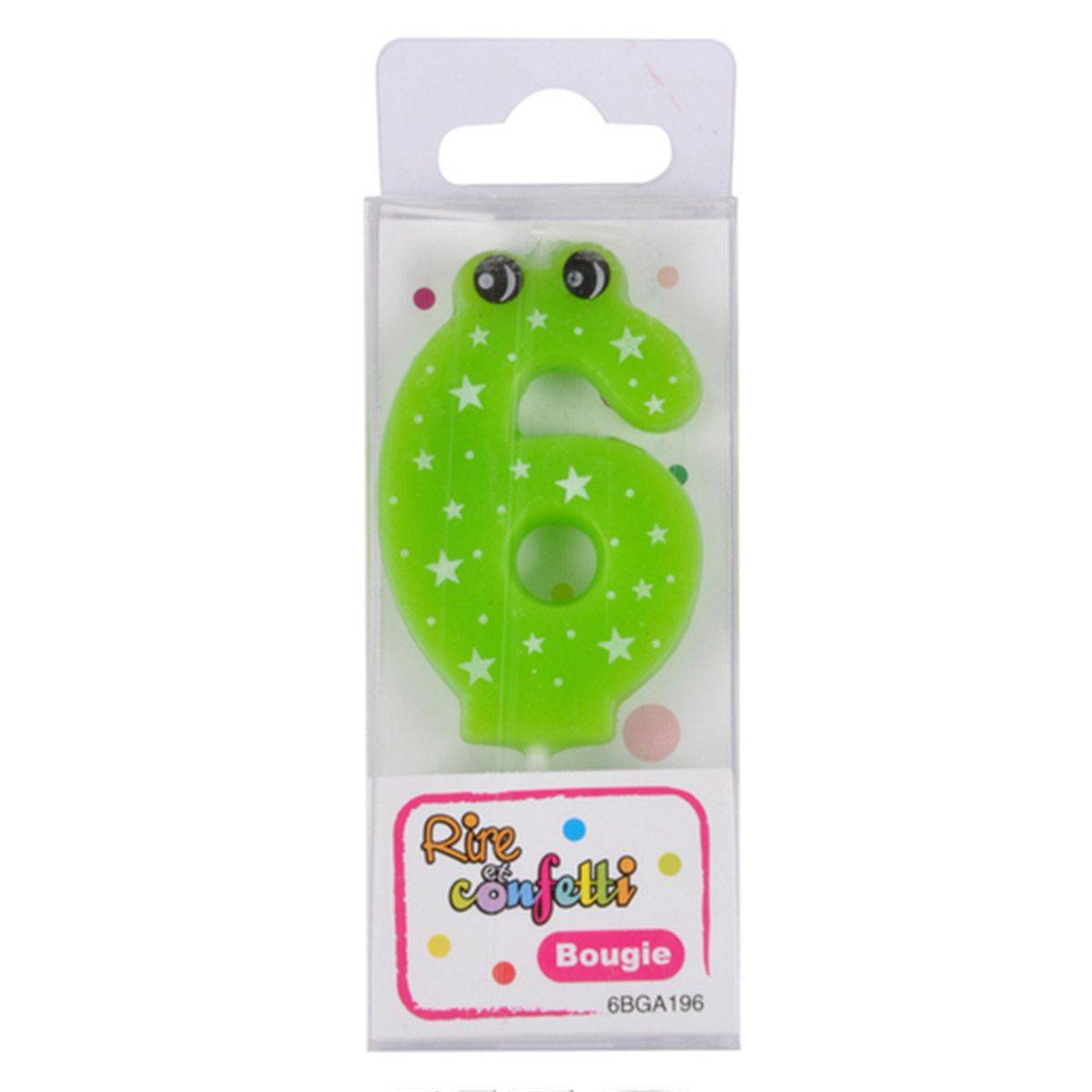 Bougie d'Anniversaire "Chiffre 6" 5cm Vert - Image 2