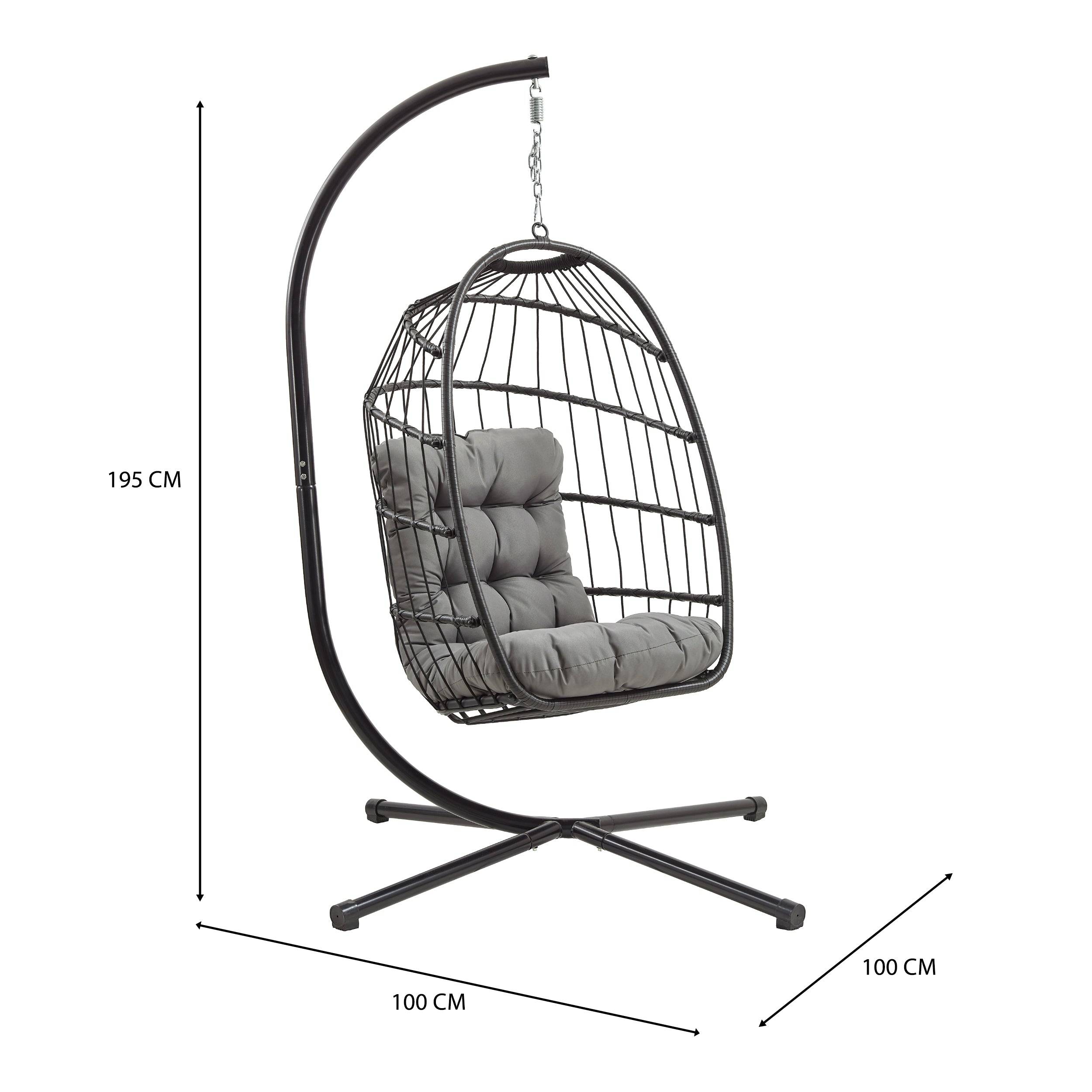 Monstershop - Fauteuil Œuf Suspendu en Rotin - Noir - Image 5