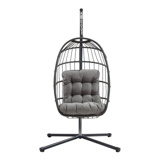 Monstershop - Fauteuil Œuf Suspendu en Rotin - Noir - Image 1