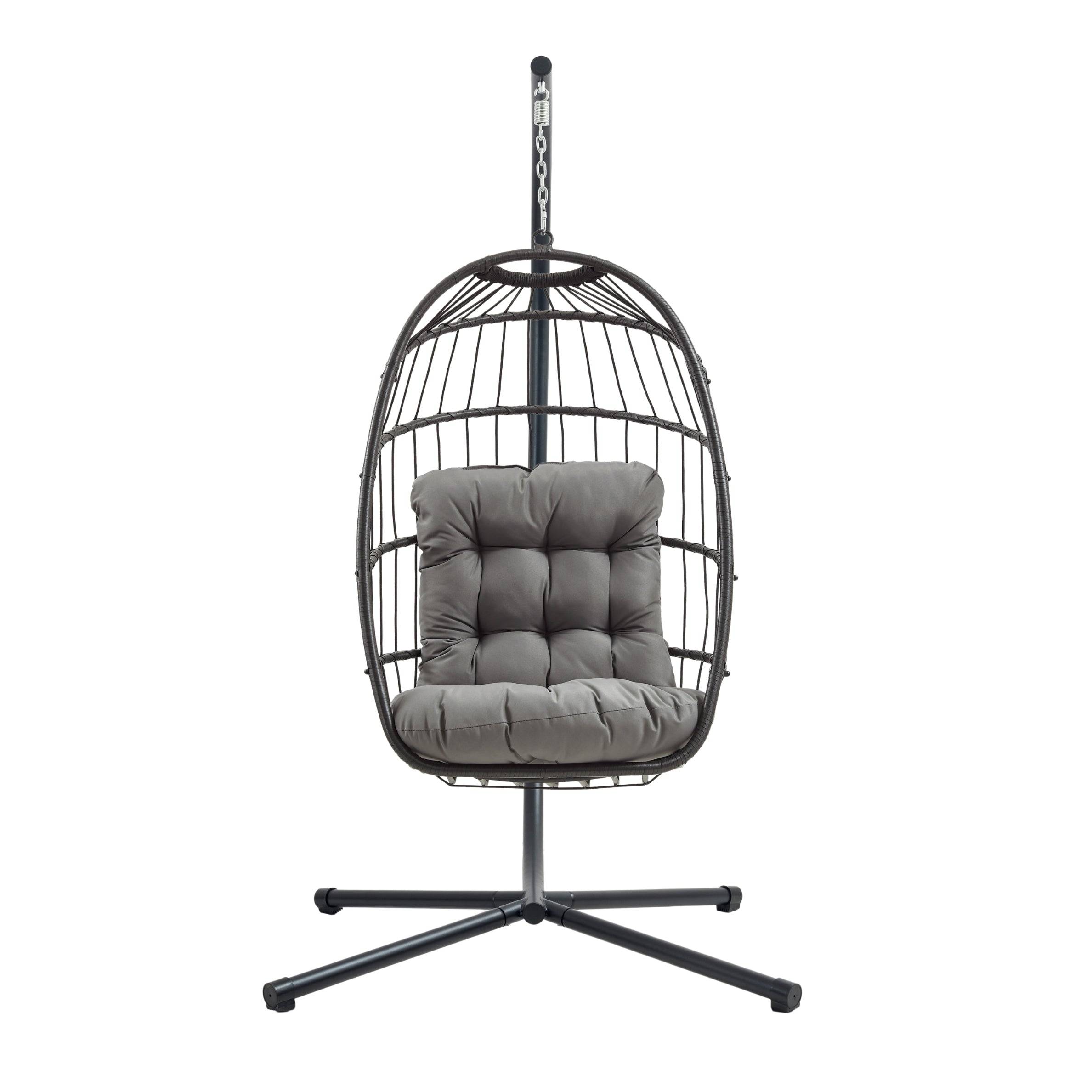 Monstershop - Fauteuil Œuf Suspendu en Rotin - Noir - Image 1