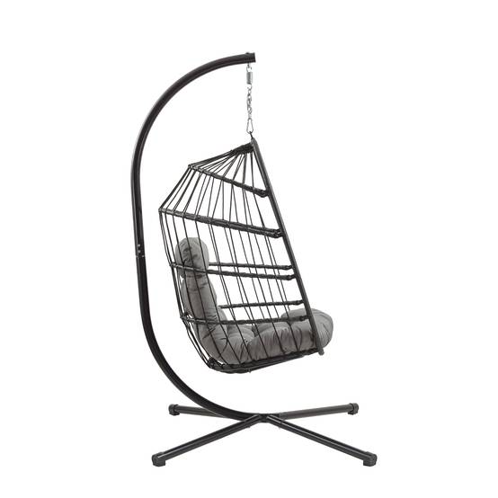 Monstershop - Fauteuil Œuf Suspendu en Rotin - Noir - Image 3
