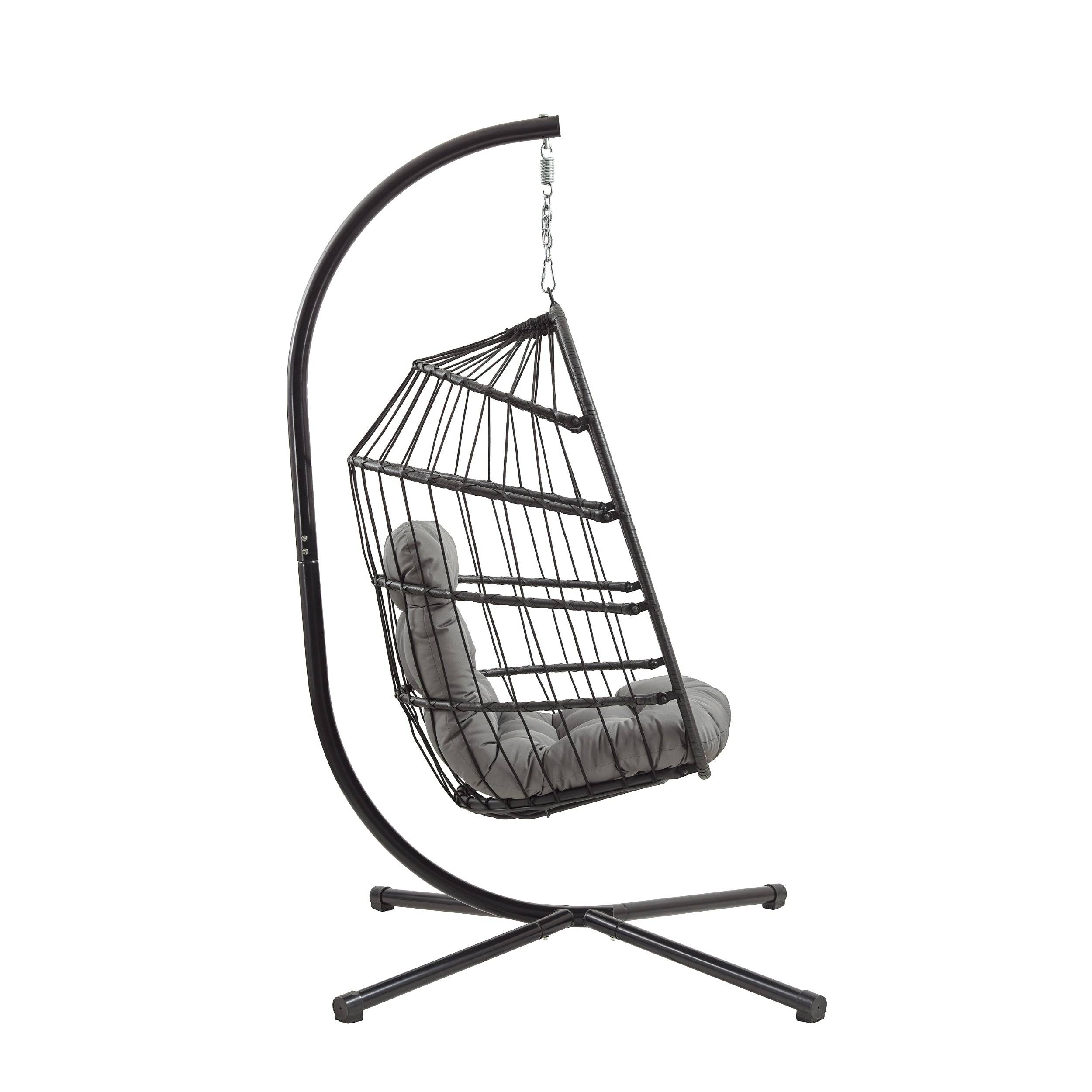 Monstershop - Fauteuil Œuf Suspendu en Rotin - Noir - Image 3
