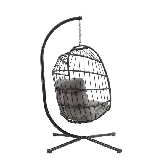 Monstershop - Fauteuil Œuf Suspendu en Rotin - Noir - Image 4