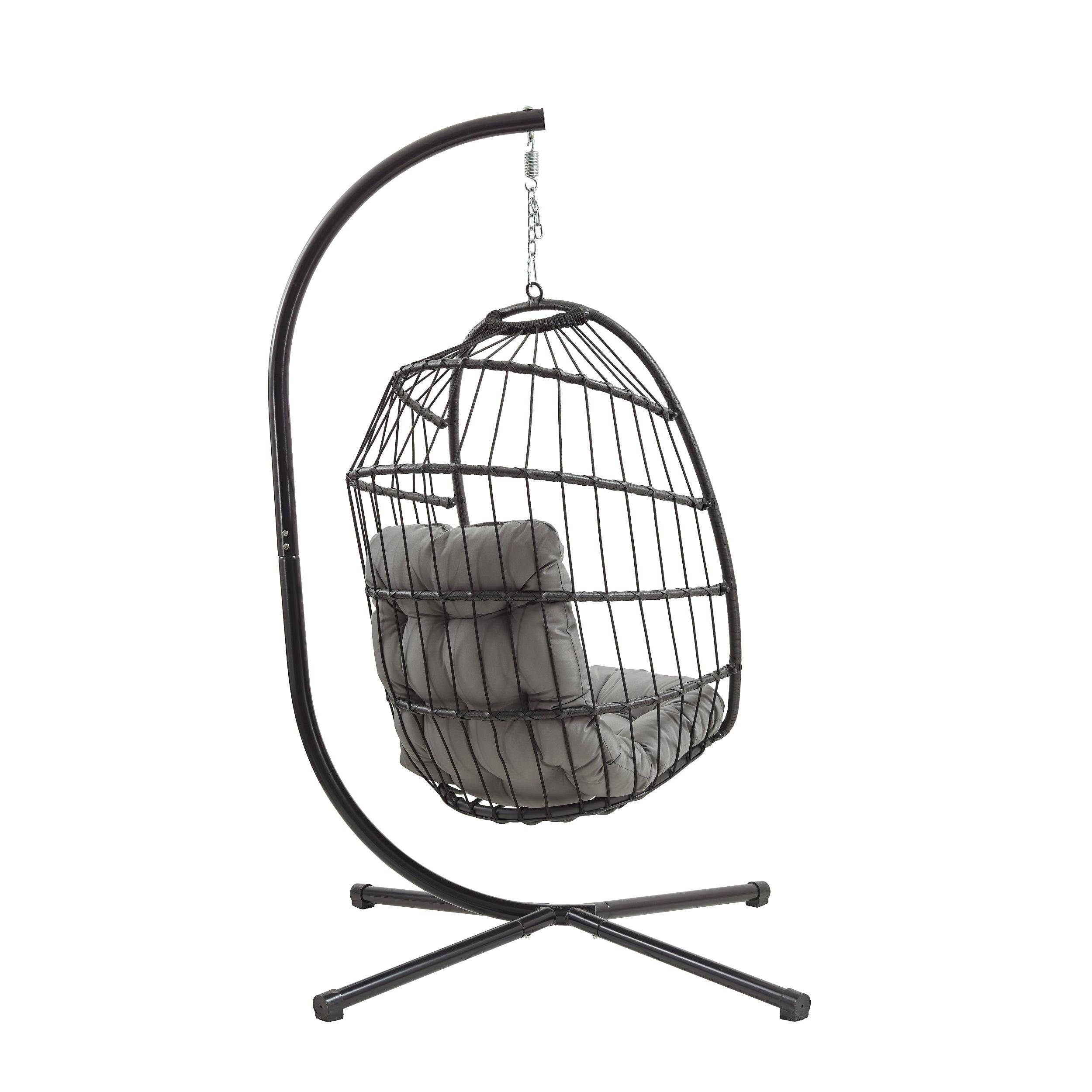 Monstershop - Fauteuil Œuf Suspendu en Rotin - Noir - Image 4
