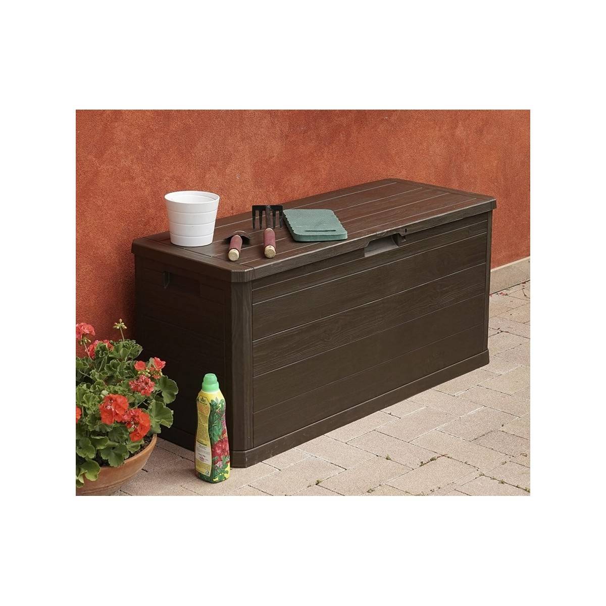 Coffre de jardin 280L WOODY Résine Effet bois L117xP45xH56 cm - Image 4