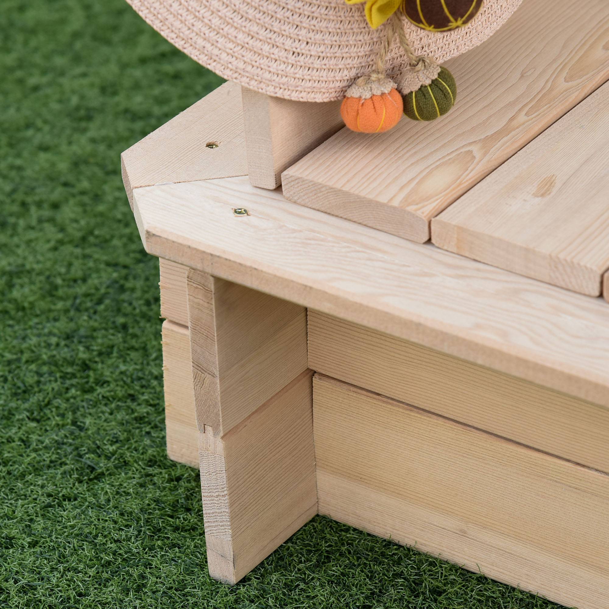 Bac à sable carré en bois pour enfants dim. 106L x 106l cm avec bancs et couvercle - auvent réglable - Image 10