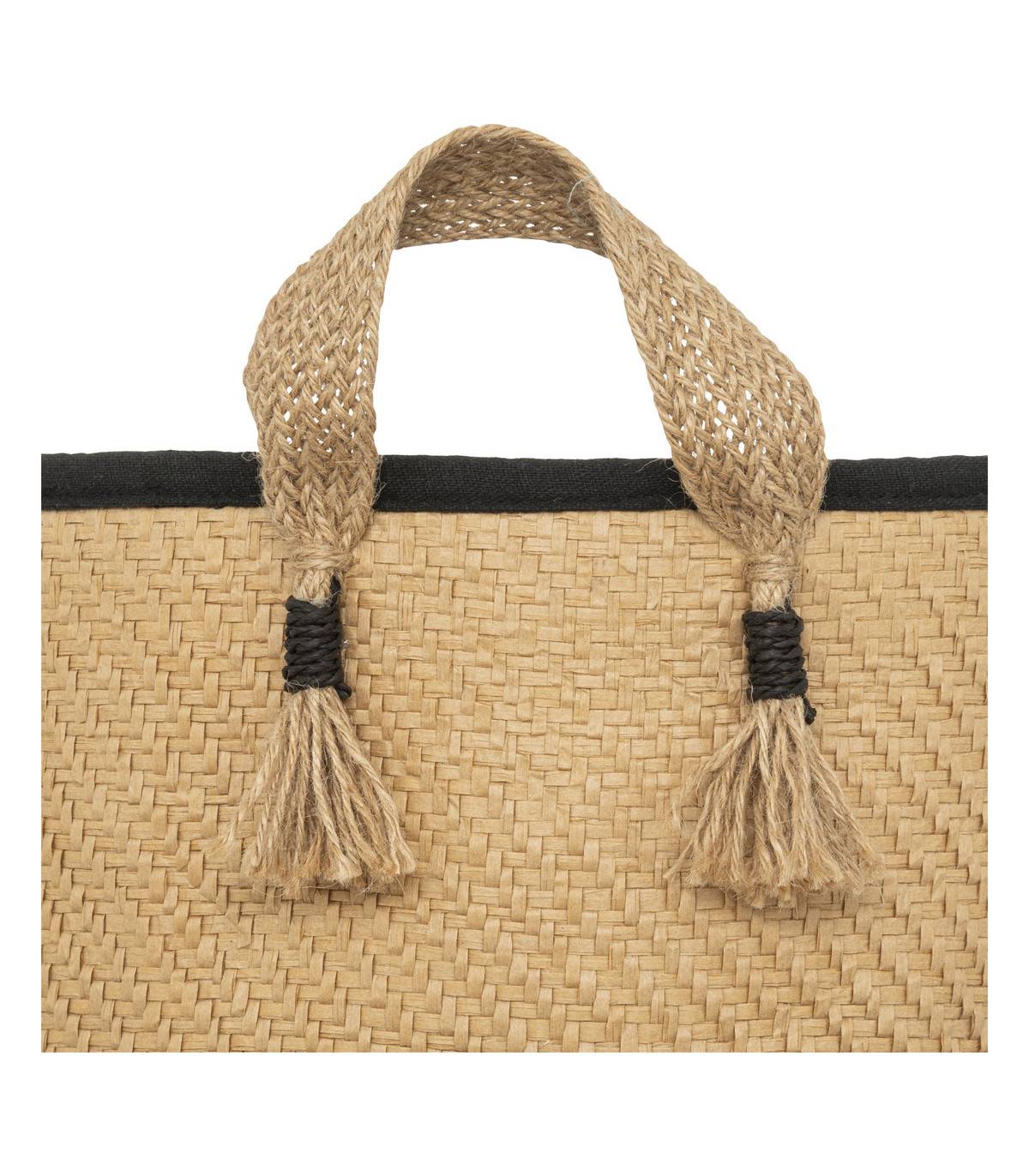 Lot de 3 Paniers de rangement avec doublure tissu et poignées en jute - Image 2