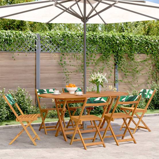 Maison Chic - Lot de 6 Chaise pliante de jardin - Chaises d'extérieur - Chaises de jardin pliables vert tissu et bois massif-JU12494 - Image 2