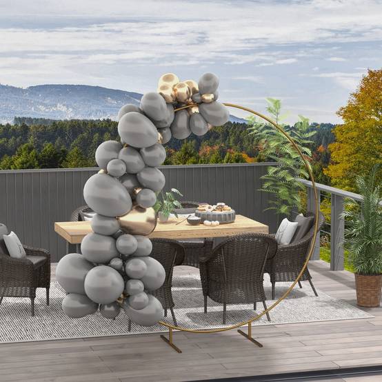 Arche de jardin acier événement cérémonie support plantes grimpantes 222x224cm doré - ComfortXL Outdoor Living - Image 4