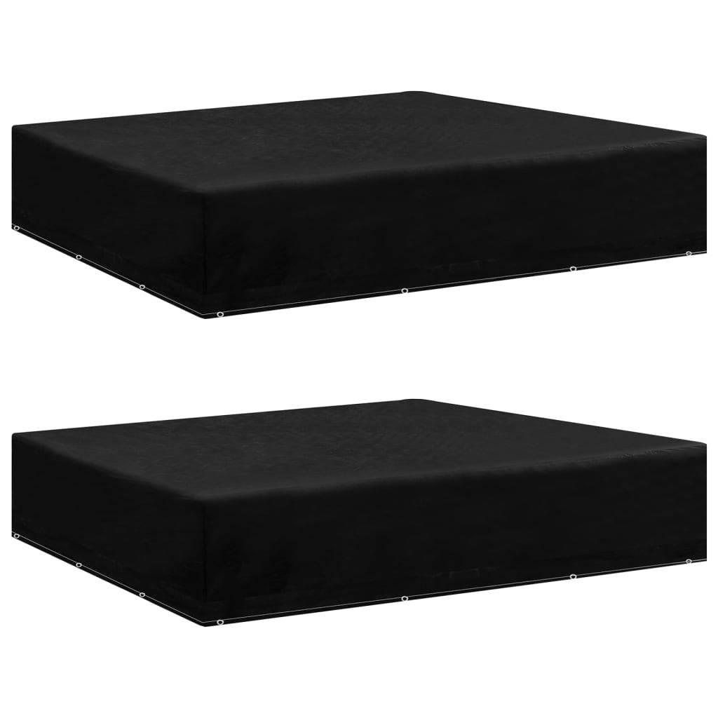 Lot de 2 Bâches de Protection Carrées PE Étanche Anti-UV pour Salon de Jardin Extérieur Noir 250x250x70cm – ComfortXL Outdoor Living - Image 1