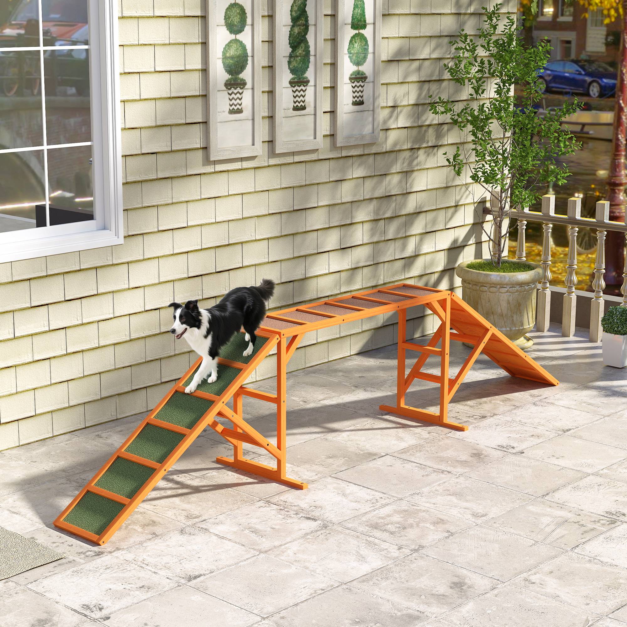 Rampe d'agilité pour chien bois orange 335 x 55 x 60 cm - PANGIVO - Image 4