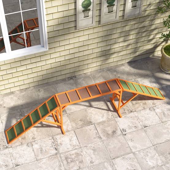 Rampe d'agilité pour chien bois orange 335 x 55 x 60 cm - PANGIVO - Image 9