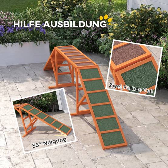 Rampe d'agilité pour chien bois orange 335 x 55 x 60 cm - PANGIVO - Image 7