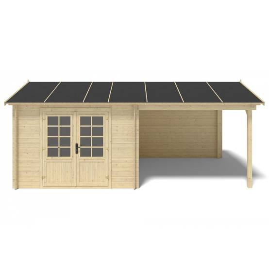 Altanka - Abri de jardin en bois - 17.4m2 - 5.79x3m - Ep. 28mm - Couleur: naturel - DOM764 - ALTANKA - Image 3