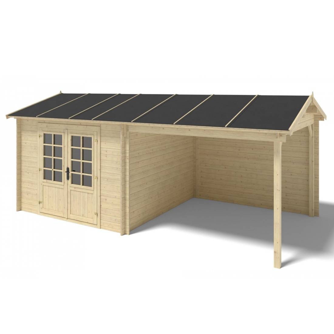 Altanka - Abri de jardin en bois - 17.4m2 - 5.79x3m - Ep. 28mm - Couleur: naturel - DOM764 - ALTANKA - Image 1