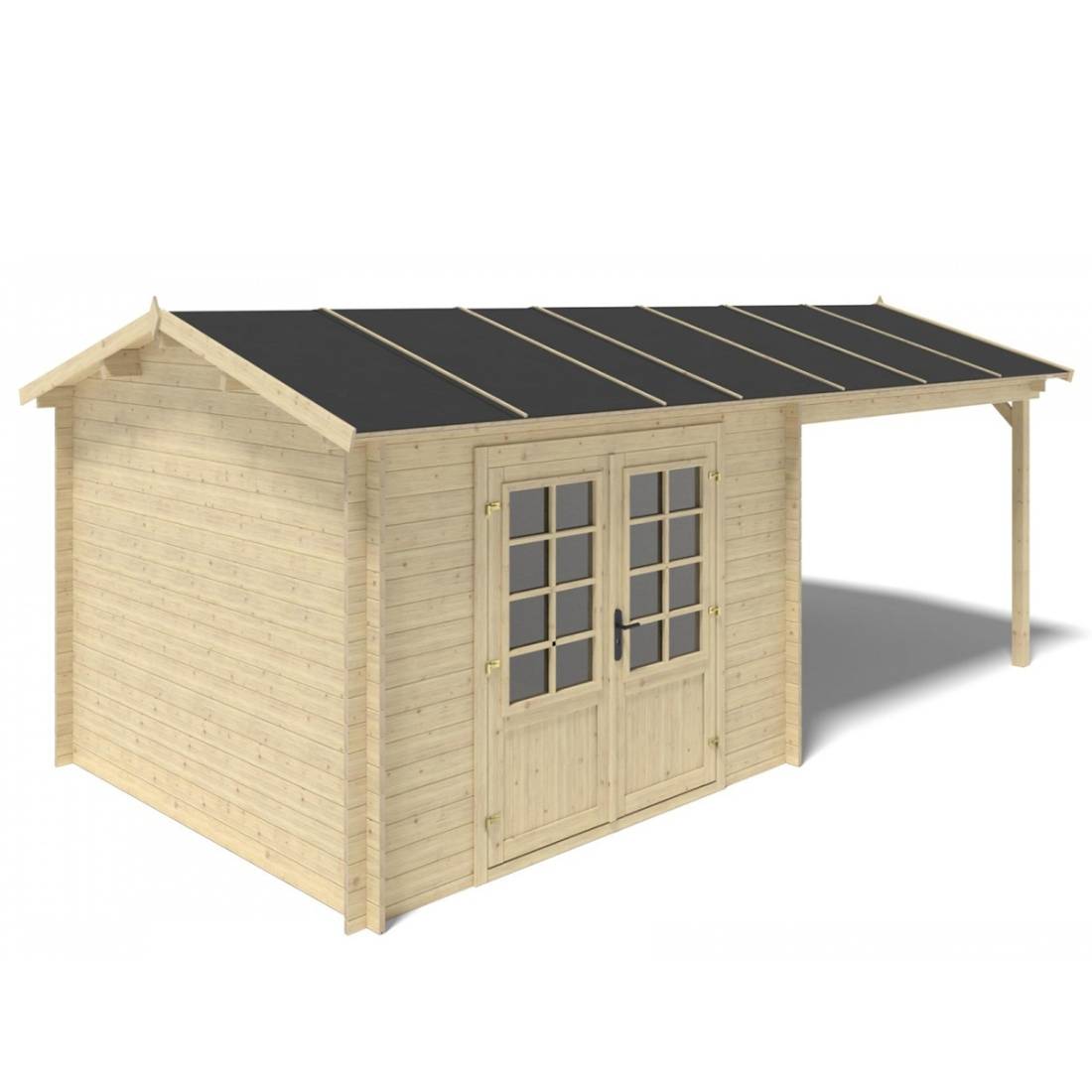 Altanka - Abri de jardin en bois - 17.4m2 - 5.79x3m - Ep. 28mm - Couleur: naturel - DOM764 - ALTANKA - Image 6