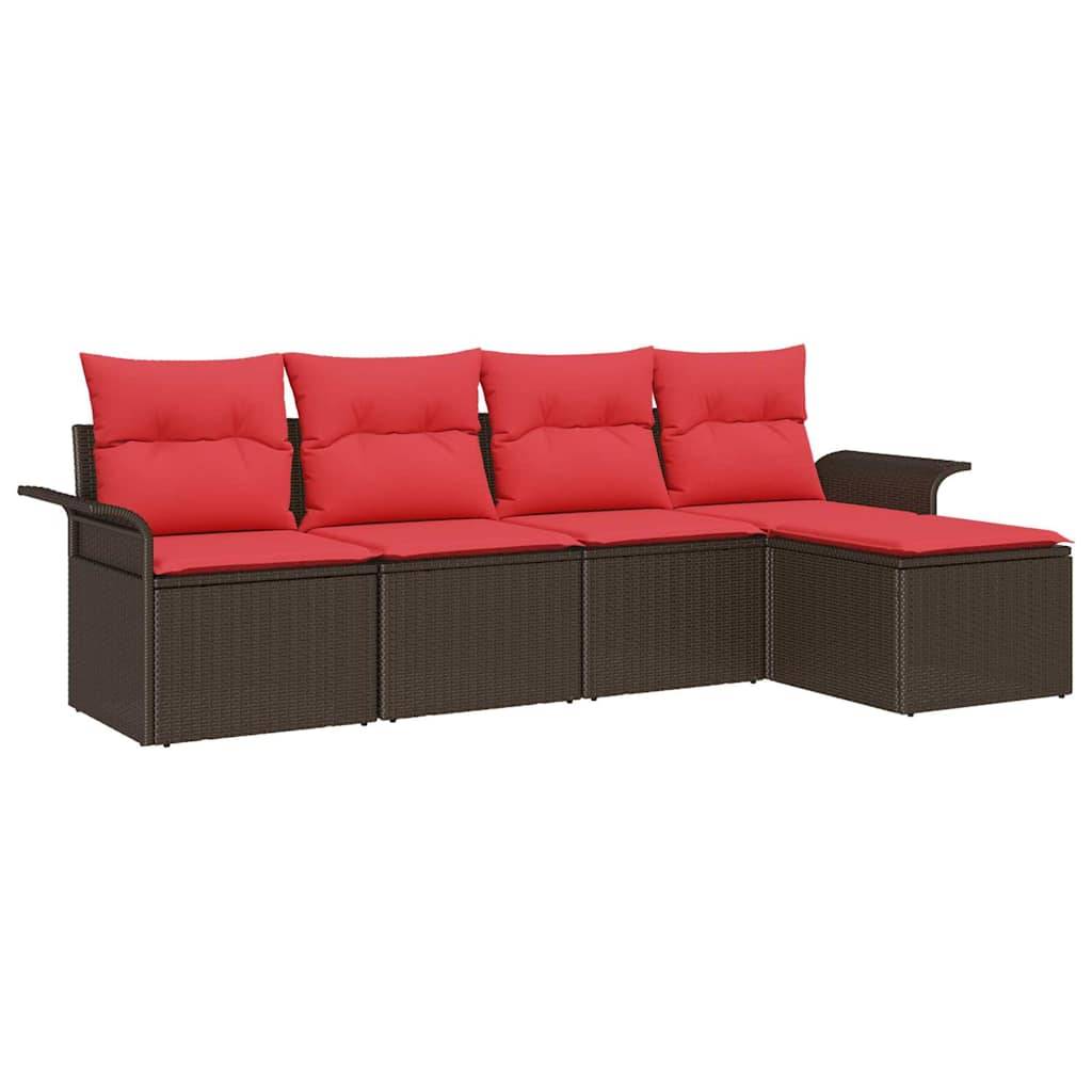 Vidaxl - Ensemble de canapé de jardin 5 pcs Marron polyrotin vidaXL 3345324 - Image 2