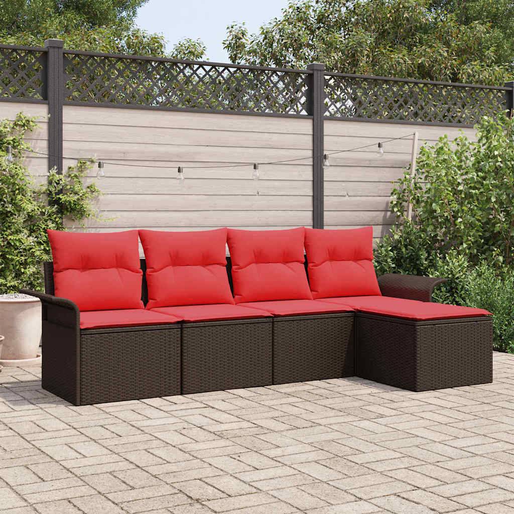 Vidaxl - Ensemble de canapé de jardin 5 pcs Marron polyrotin vidaXL 3345324 - Image 1