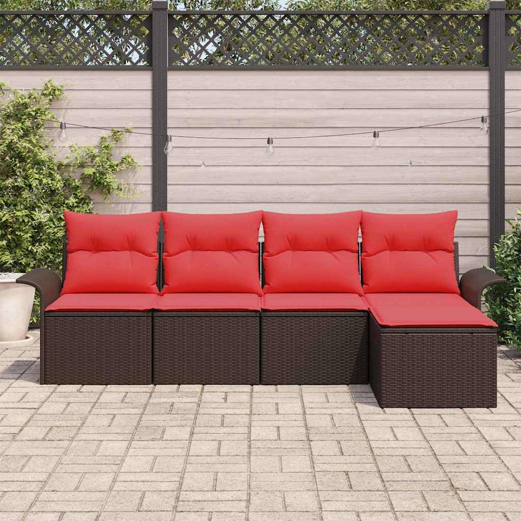 Vidaxl - Ensemble de canapé de jardin 5 pcs Marron polyrotin vidaXL 3345324 - Image 4