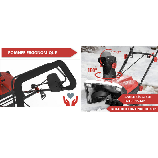 Fraise à neige électrique Souffleuse Déneigeuse 2300W largeur de travail 50cm 2500 tr/min - Image 4