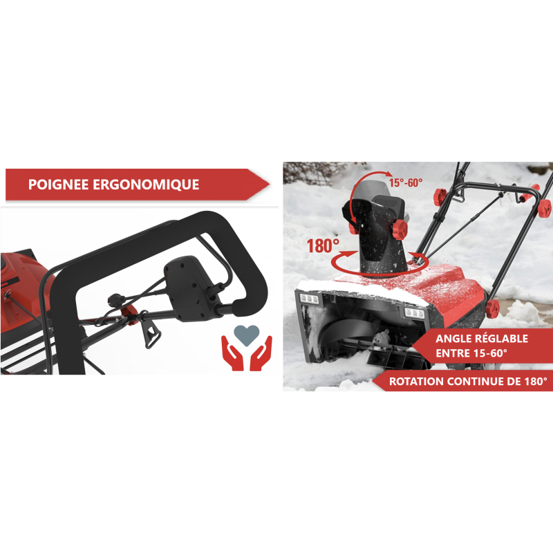 Fraise à neige électrique Souffleuse Déneigeuse 2300W largeur de travail 50cm 2500 tr/min - Image 4