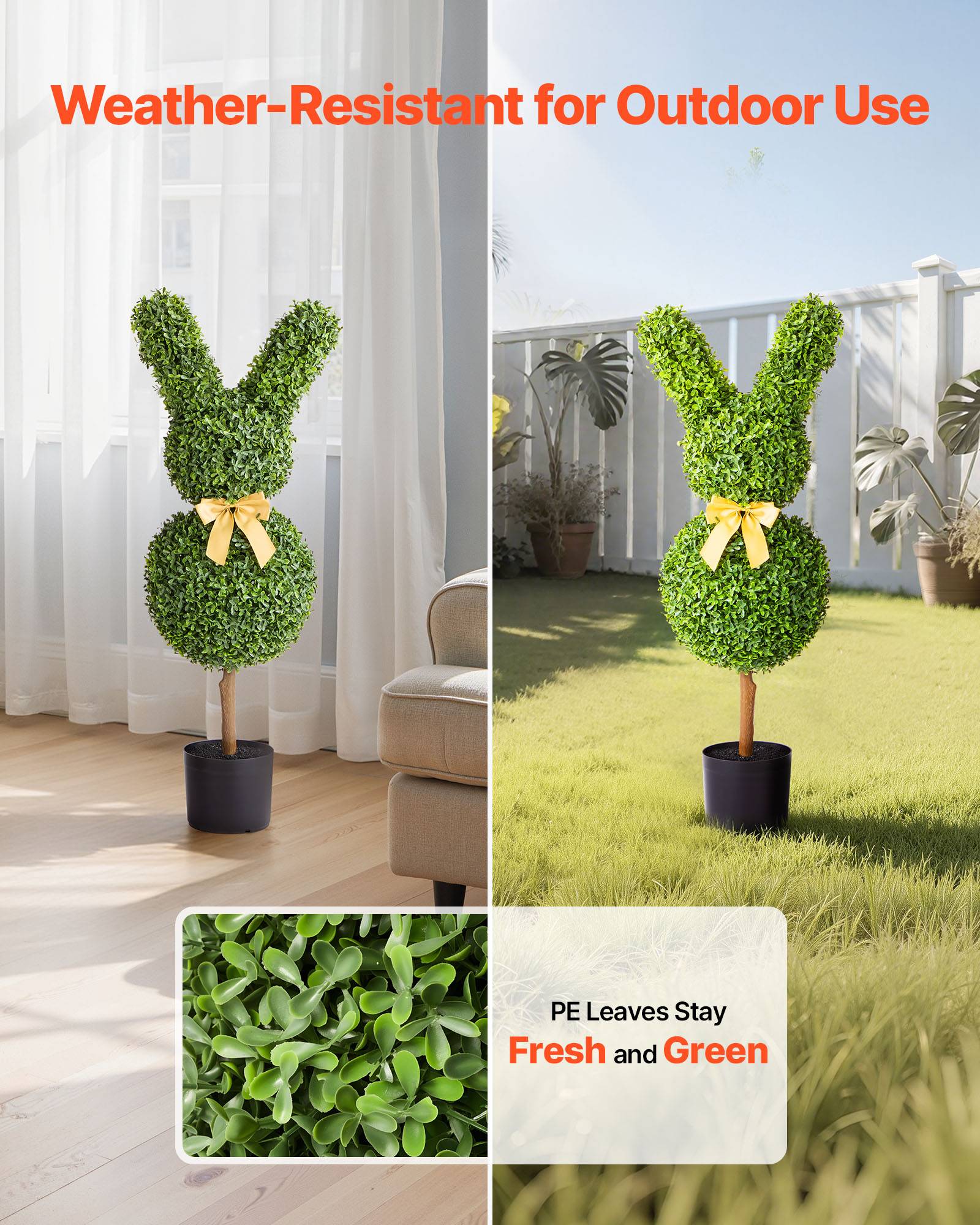 VEVOR Buis Topiaire Artificiel Extérieur Lapin Fausses Plantes Lot de 2 914 mm - Image 3
