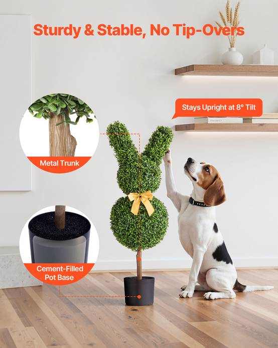 VEVOR Buis Topiaire Artificiel Extérieur Lapin Fausses Plantes Lot de 2 914 mm - Image 6