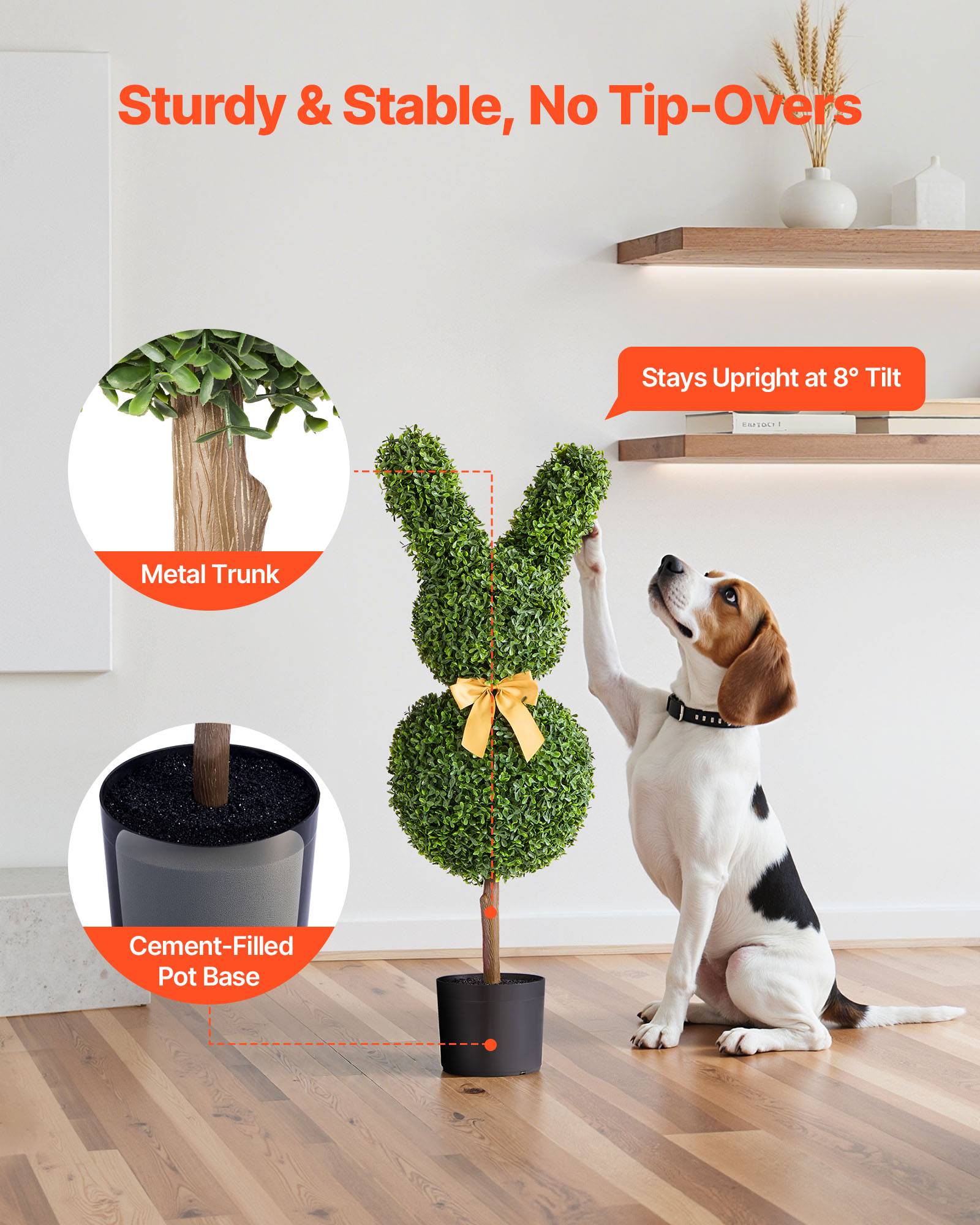 VEVOR Buis Topiaire Artificiel Extérieur Lapin Fausses Plantes Lot de 2 914 mm - Image 6