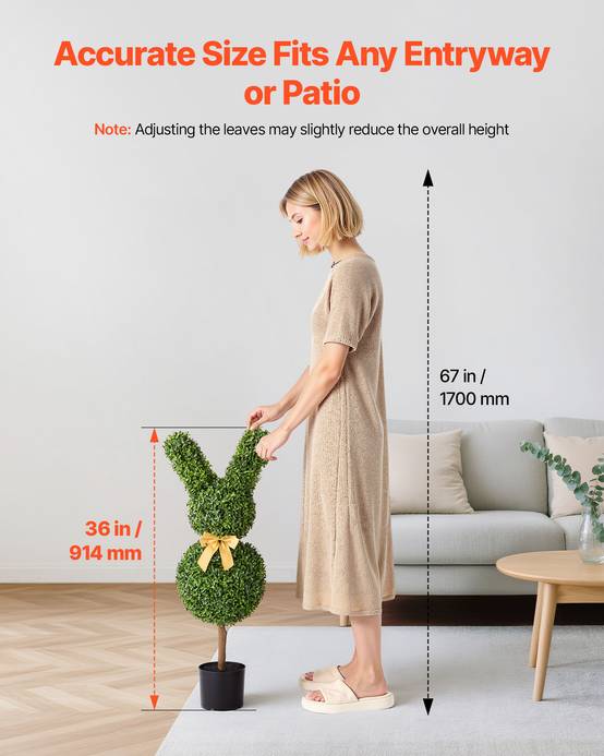 VEVOR Buis Topiaire Artificiel Extérieur Lapin Fausses Plantes Lot de 2 914 mm - Image 5