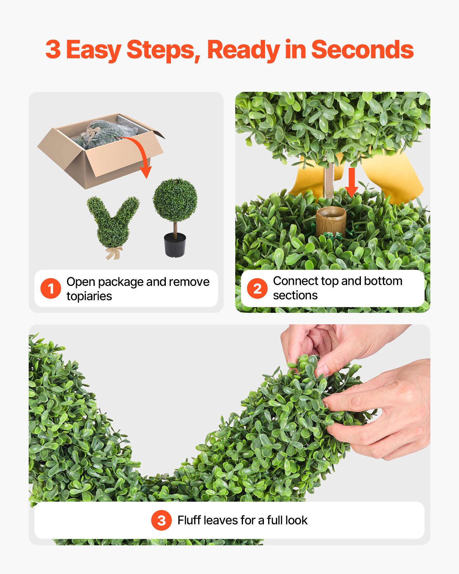 VEVOR Buis Topiaire Artificiel Extérieur Lapin Fausses Plantes Lot de 2 914 mm - Image 4