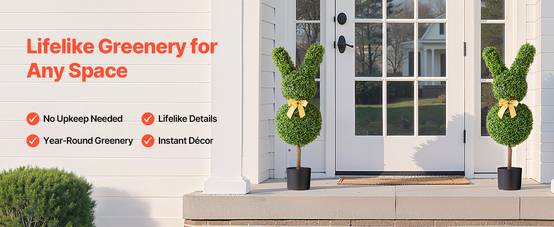 VEVOR Buis Topiaire Artificiel Extérieur Lapin Fausses Plantes Lot de 2 914 mm - Image 9