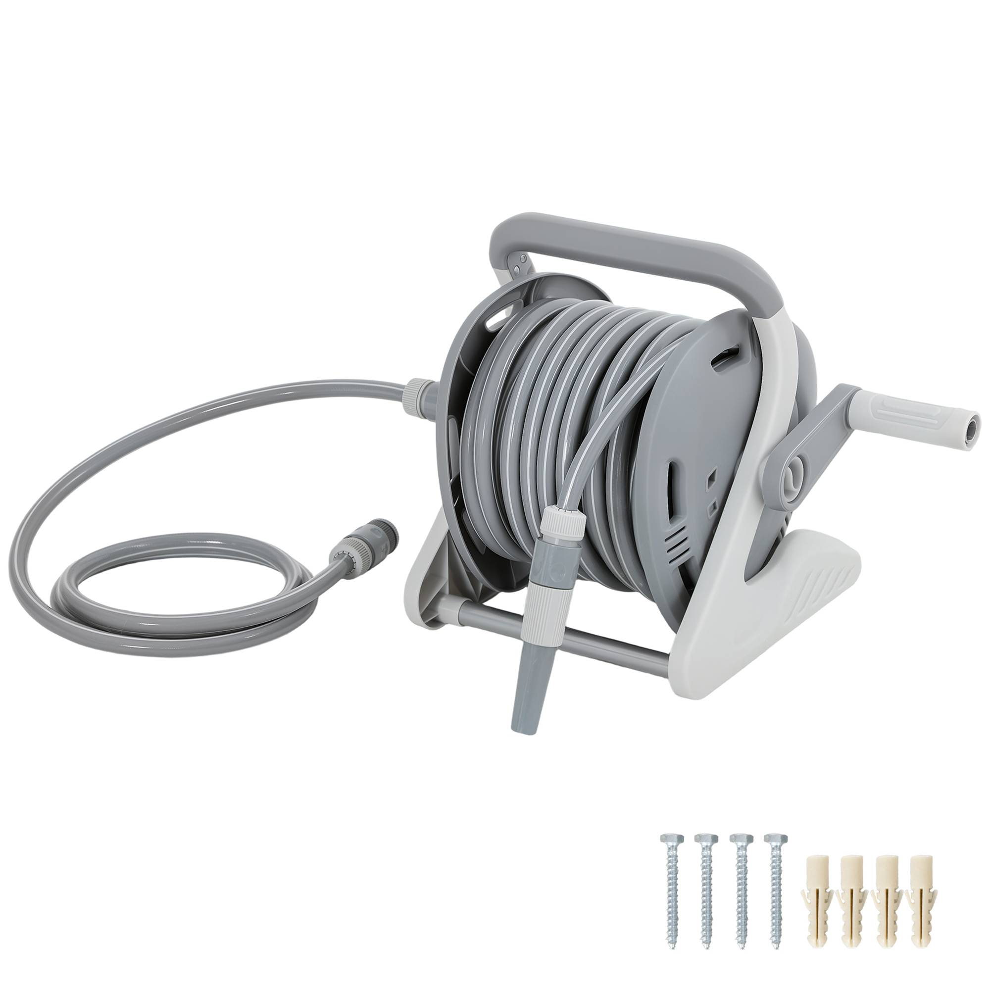 ComfortXL - Enrouleur tuyau mural PP gris 20+2 m Ø15 mm jardin portable 2 jets anti-enchevêtrement - ComfortXL Outdoor Living - Image 1
