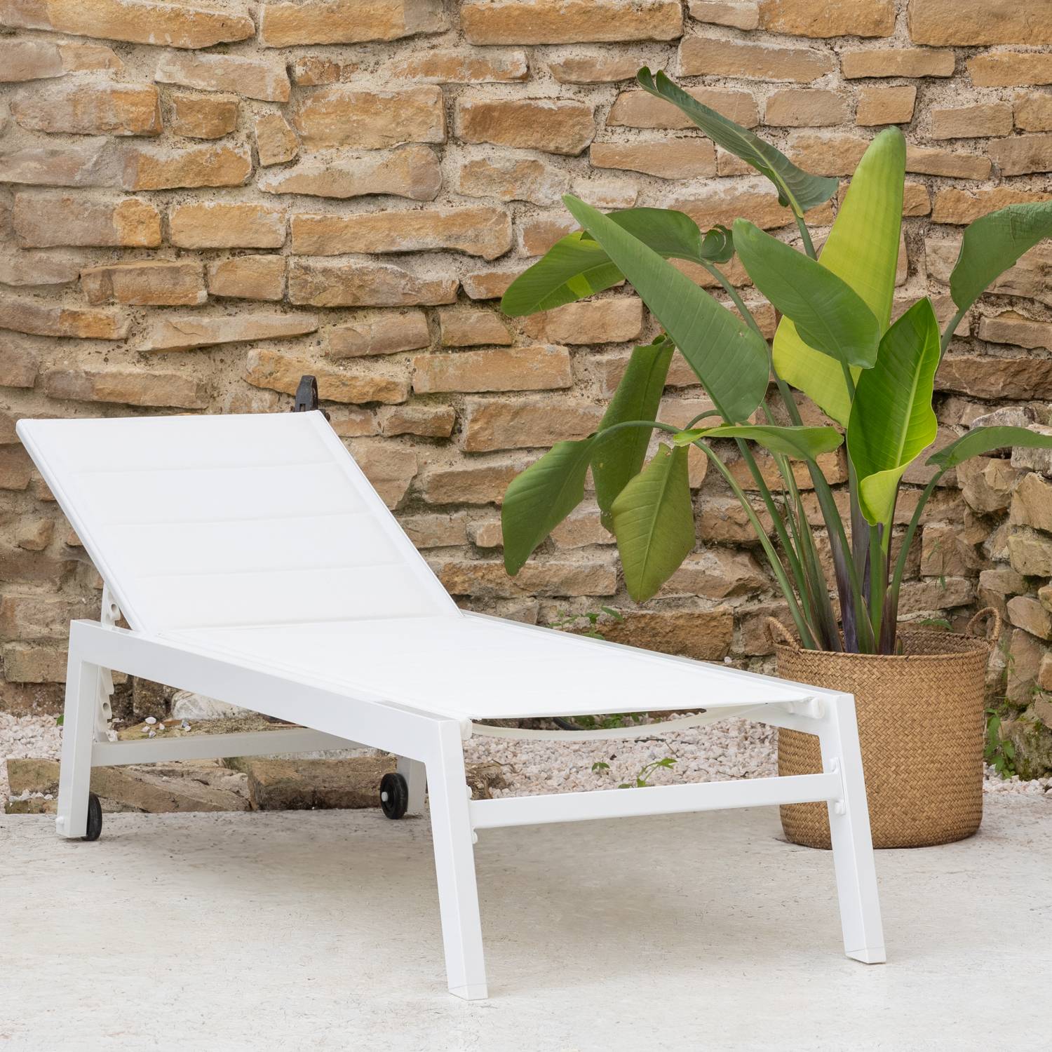 Happy Garden - Bain de soleil BARBADOS en textilène blanc - aluminium blanc - HAPPY GARDEN - Image 9