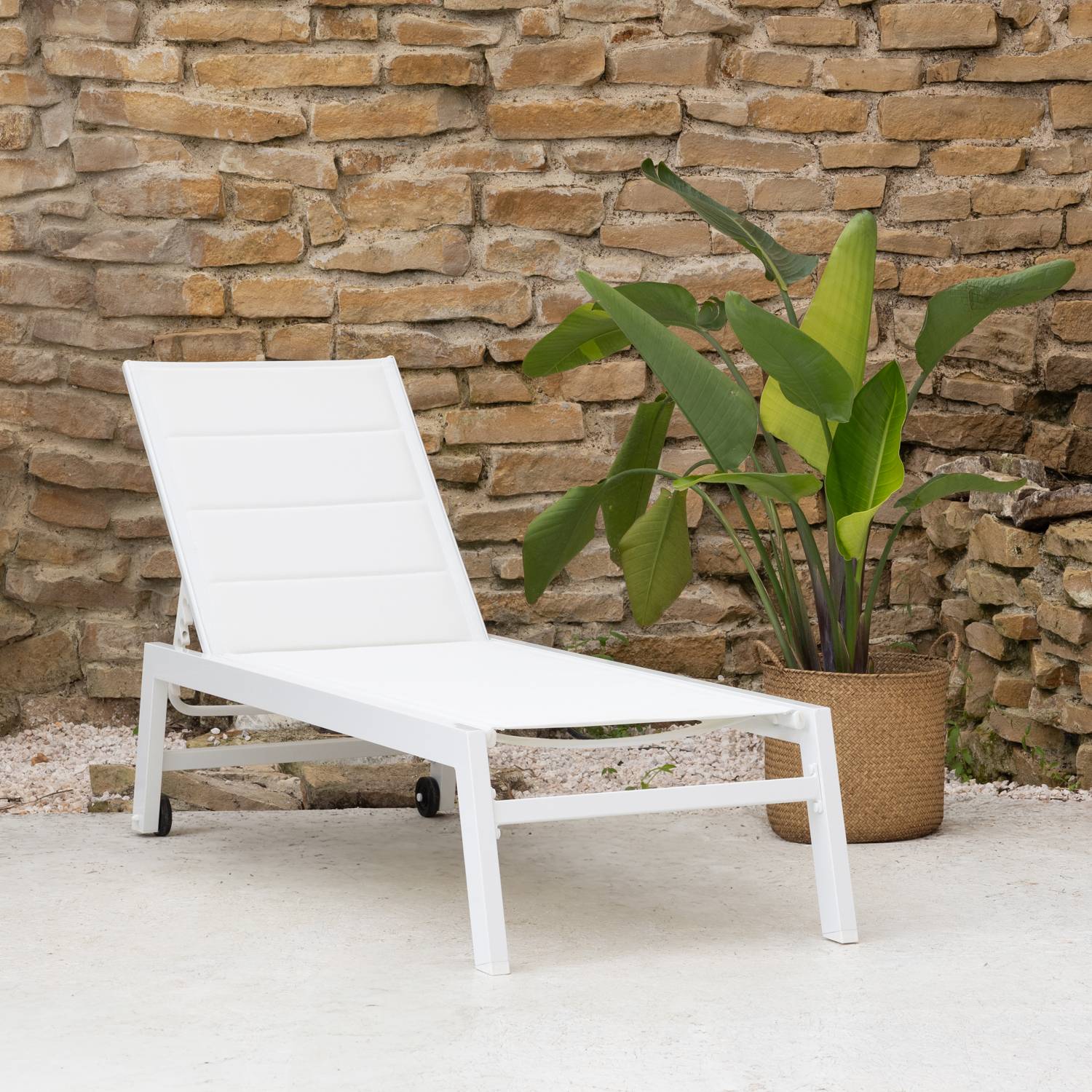 Happy Garden - Bain de soleil BARBADOS en textilène blanc - aluminium blanc - HAPPY GARDEN - Image 2